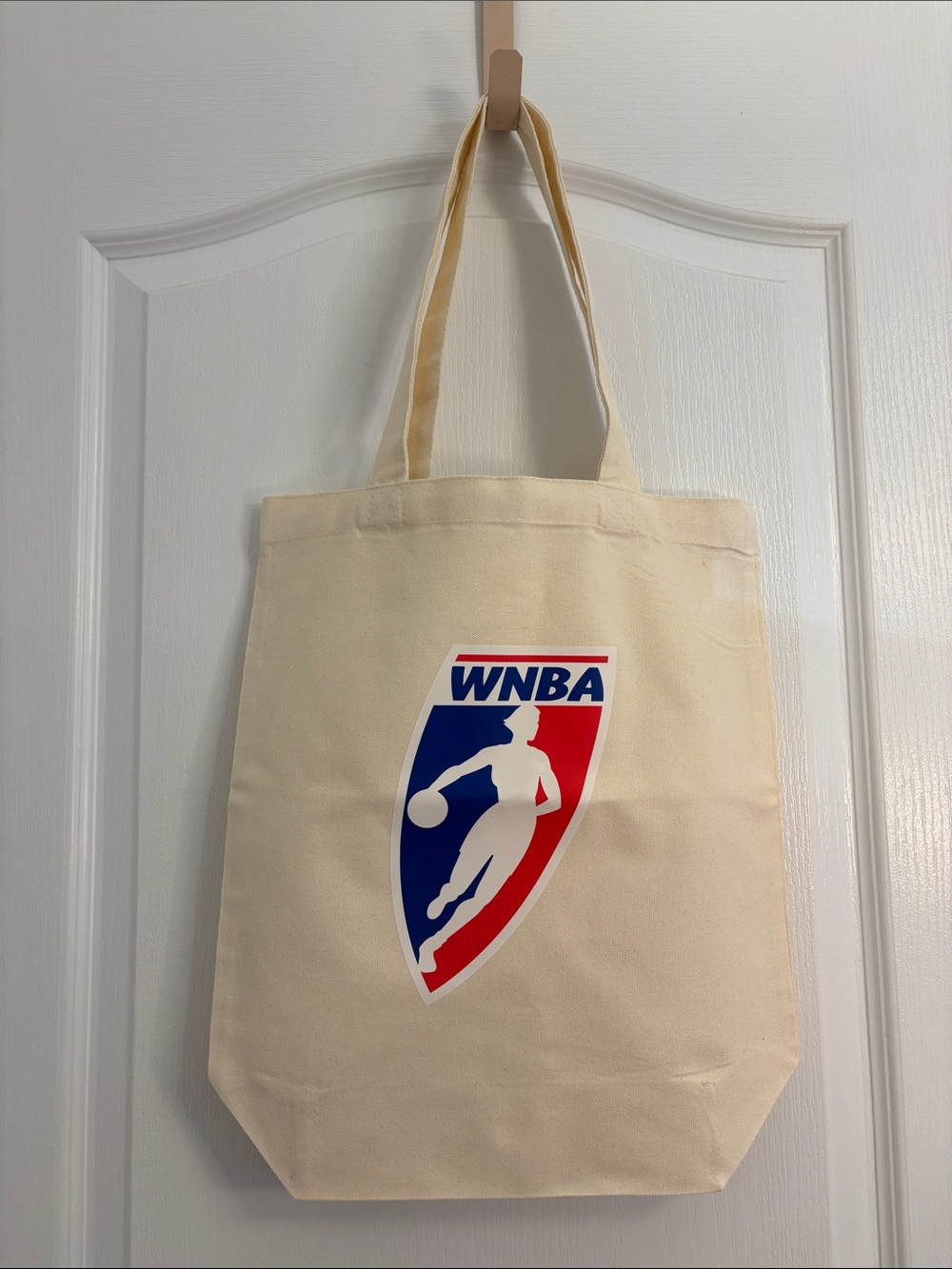 NBA Cream Canvas Tote with Red & Blue WNBA Logo